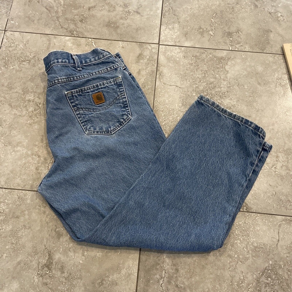 Carhartt Jeans Medium Wash Blue Denim Relaxed Fit 5 Pocket Men’s 42 x 30